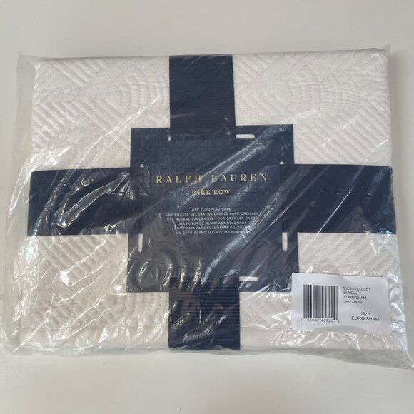 Ralph Lauren Park Row Elysia Euro Sham Chic Cream MSRP $300 Neutral Preppy - Picture 1 of 5